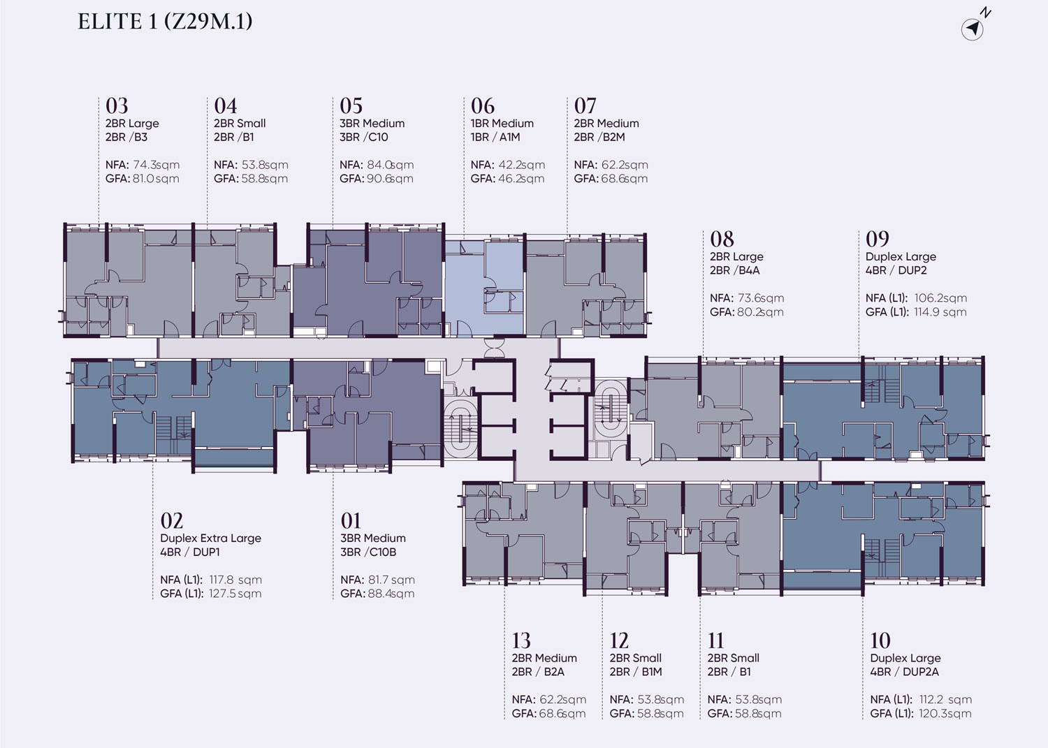 Mặt bằng toà E1 tầng 17,19,21,23,25