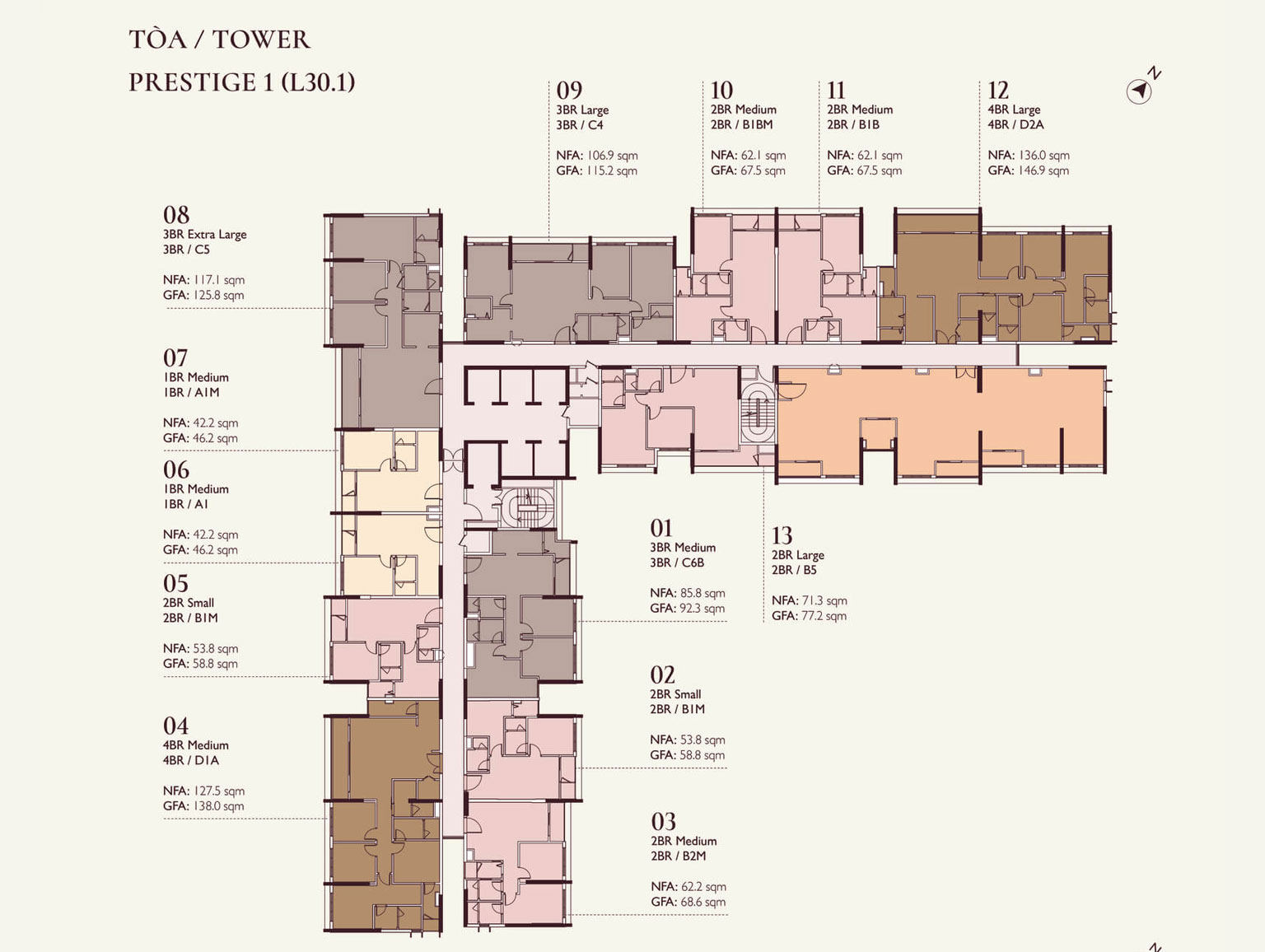 Mặt bằng toà P1 tầng 20
