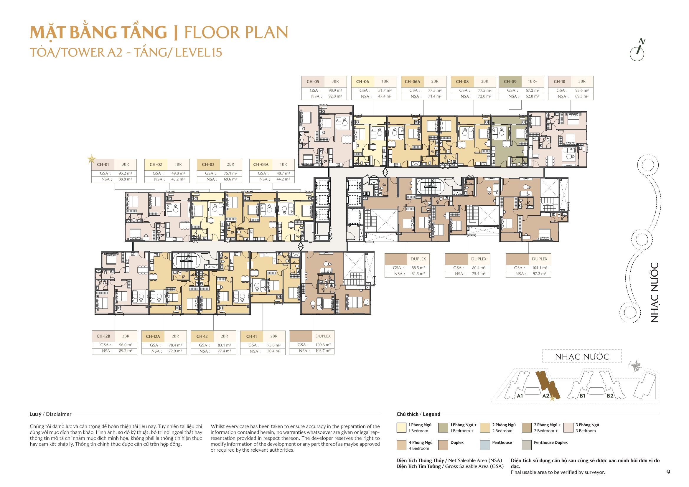Mặt bằng căn hộ tòa A2 Masteri Park Place 9
