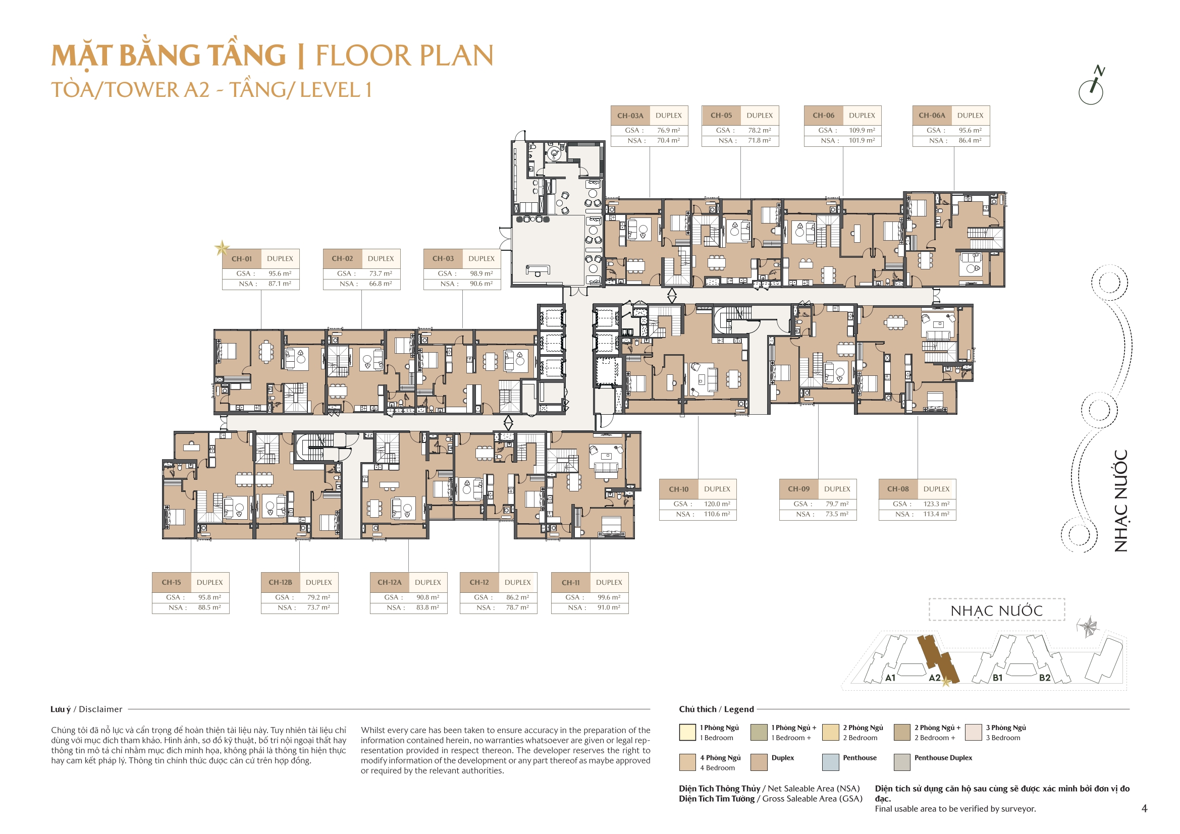Mặt bằng toà A2 tầng 1