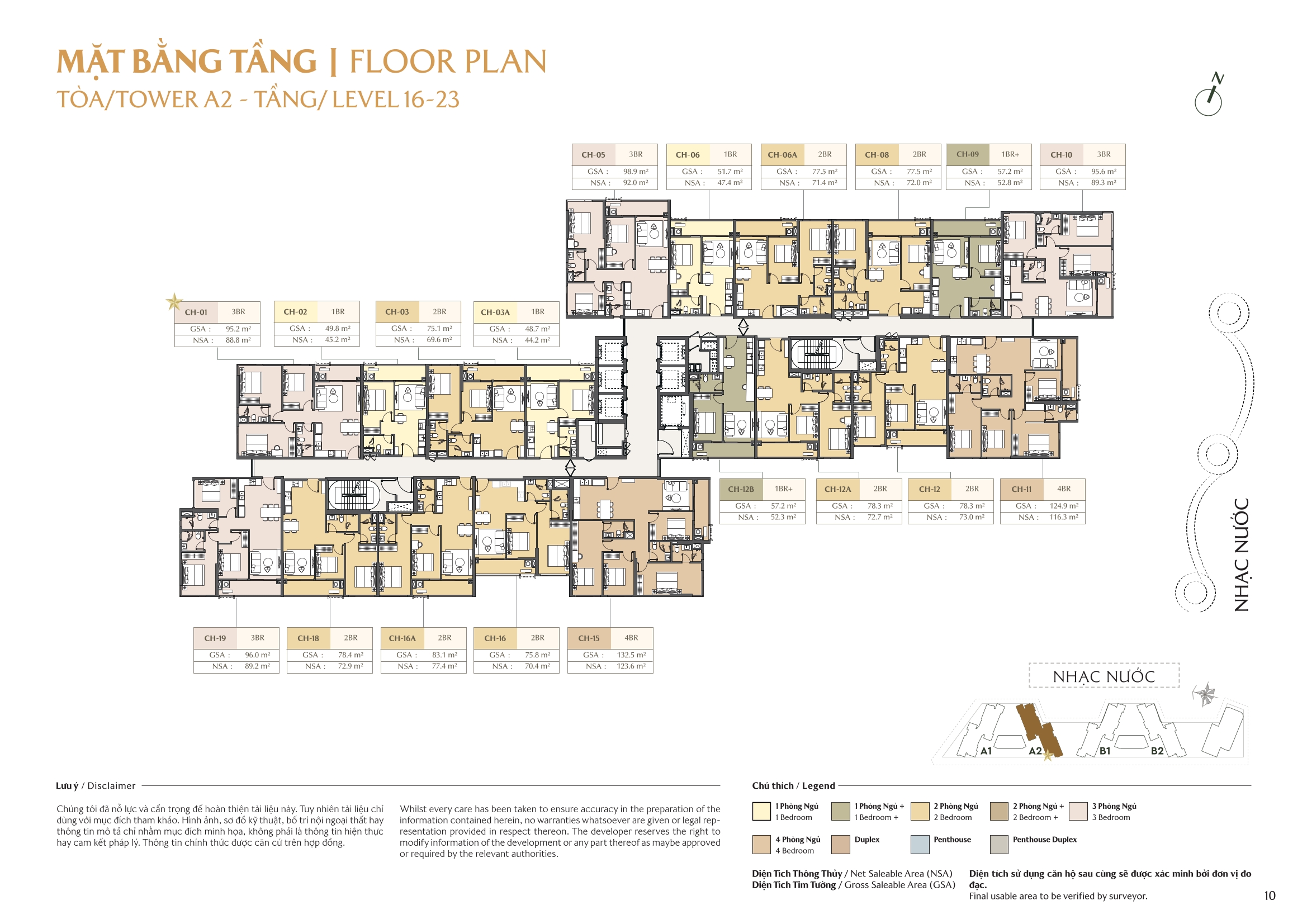 Mặt bằng toà A2 tầng 16-23