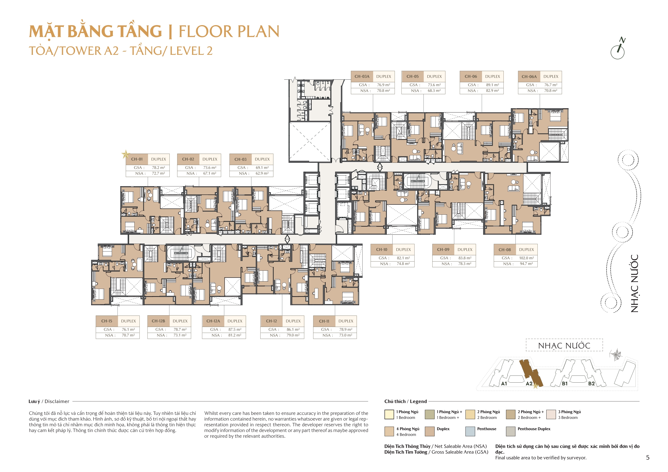 Mặt bằng toà A2 tầng 2