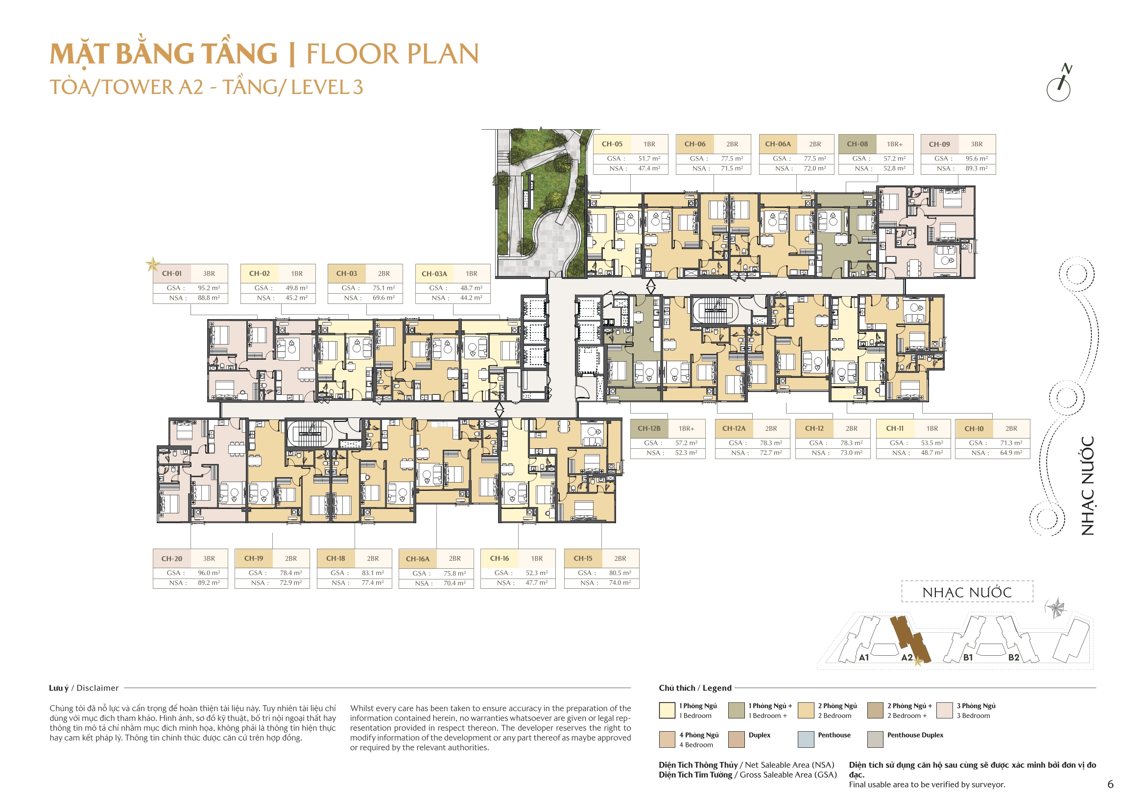 Mặt bằng toà A2 tầng 3