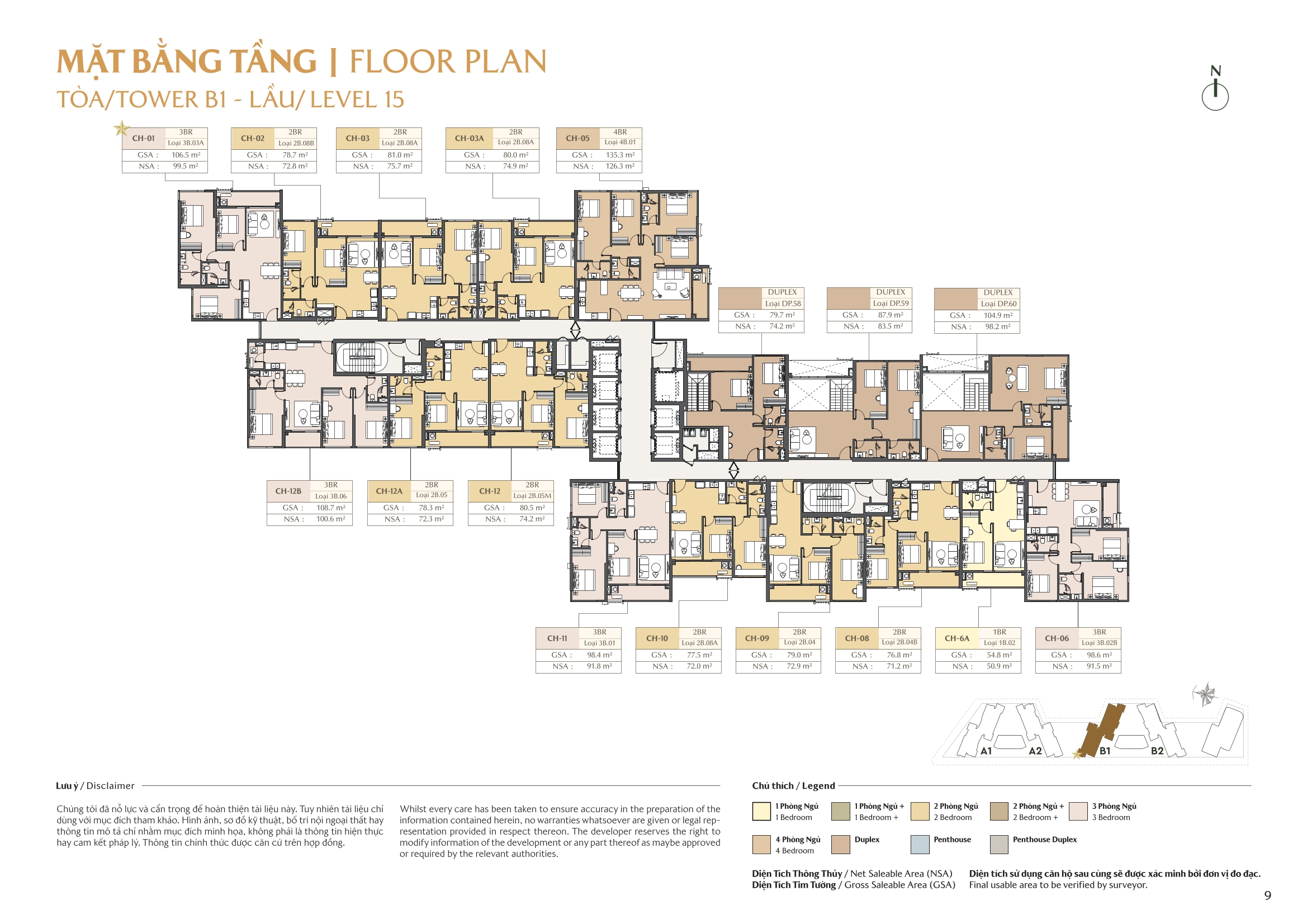Mặt bằng toà B1 tầng 15