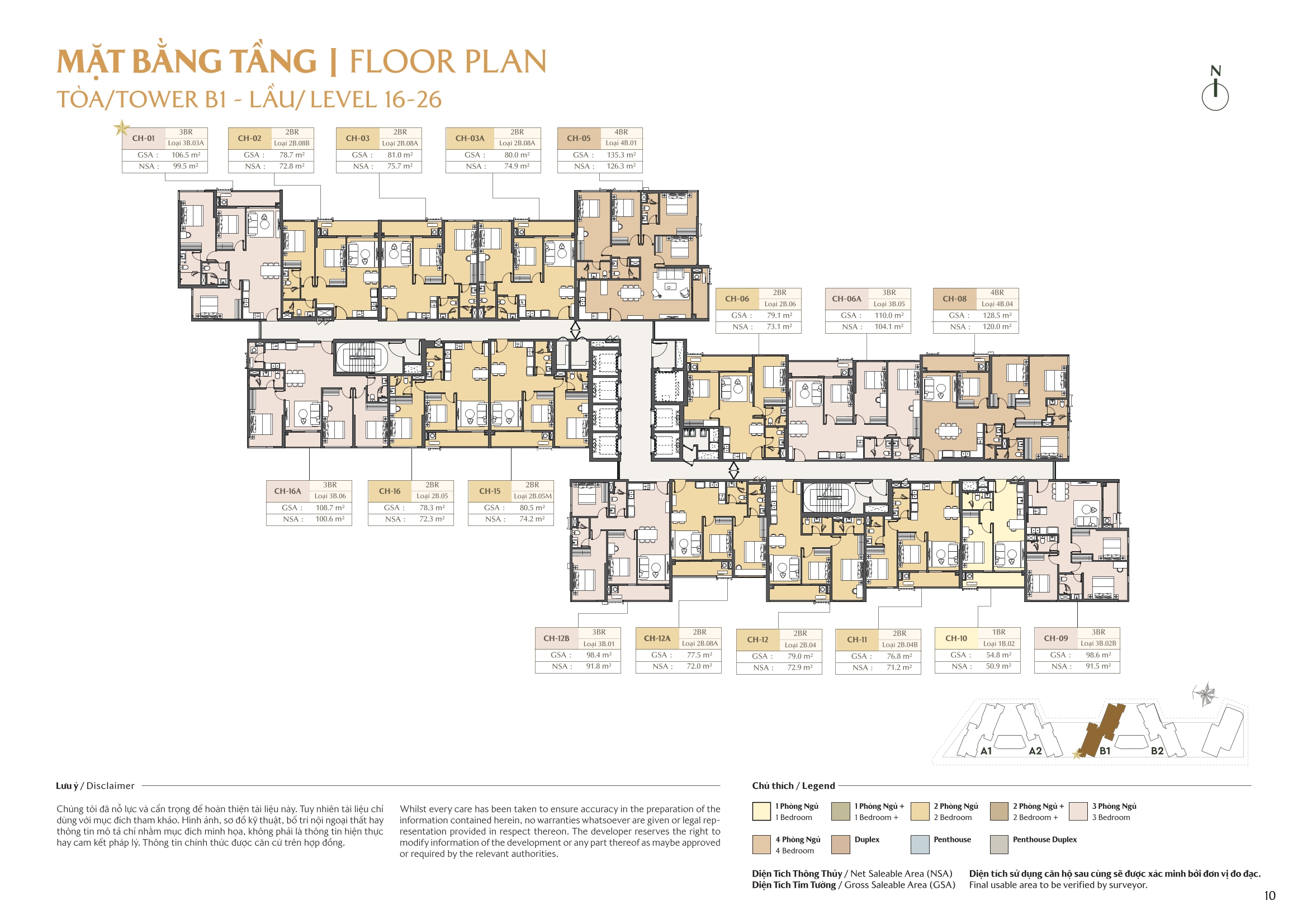 Mặt bằng toà B1 tầng 16-26