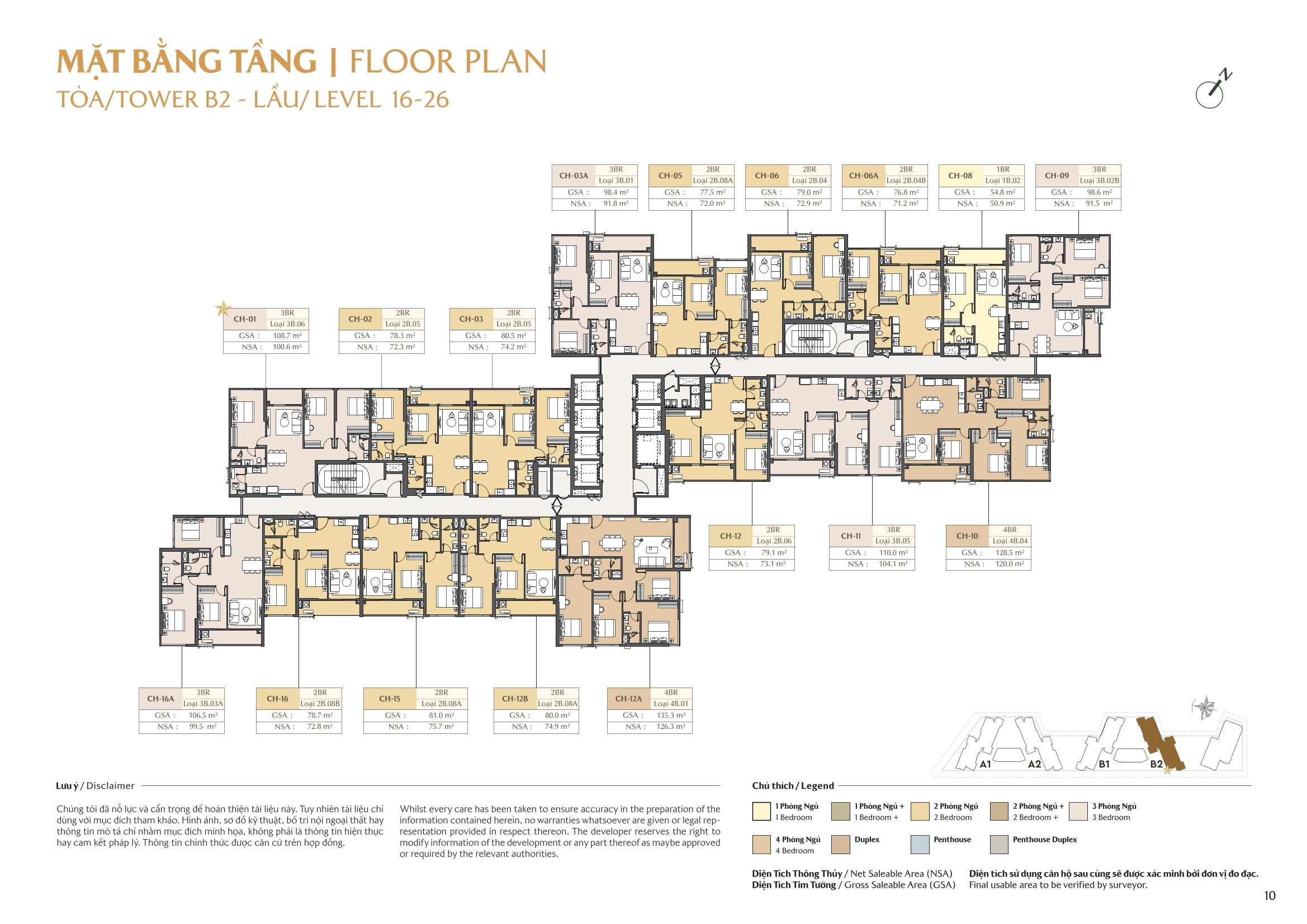 Mặt bằng tòa B2 tầng 16-26